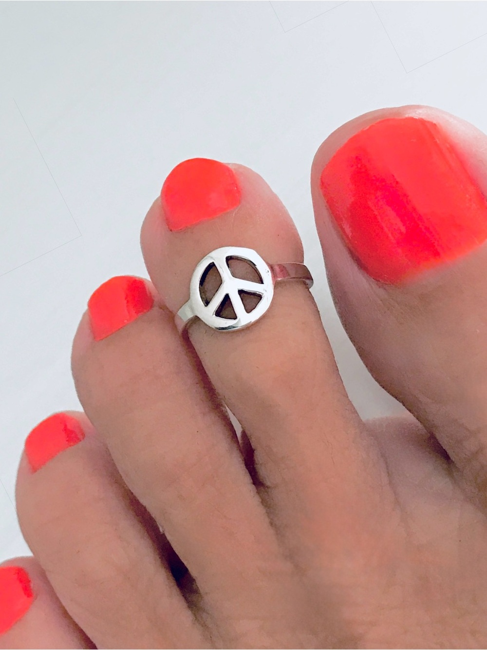 Sterling Silver Peace Toe Ring, Love Silver Rings, Midi Pinky Jewelry